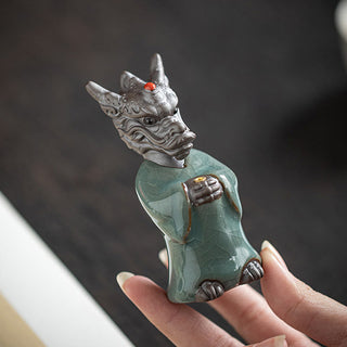 Buddha Gift Praying Dragon King Lotus Base Fu Character Ceramic Healing Incense Burner Desk Decoration