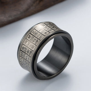 Buddha Gift Tibetan Seal Script Golden Light Mantra Titanium Steel Spinner Balance Ring
