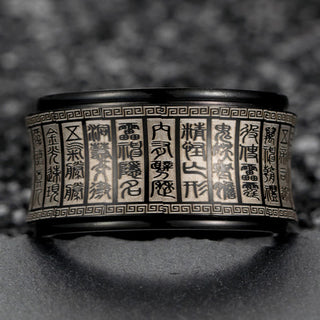 Buddha Gift Tibetan Seal Script Golden Light Mantra Titanium Steel Spinner Balance Ring