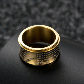 Buddha Gift Tibetan Miniature Scriptures Heart Sutra Titanium Steel Spinner Balance Ring