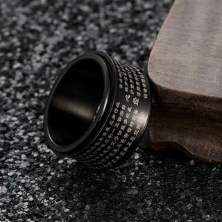 Buddha Gift Tibetan Miniature Scriptures Heart Sutra Titanium Steel Spinner Balance Ring