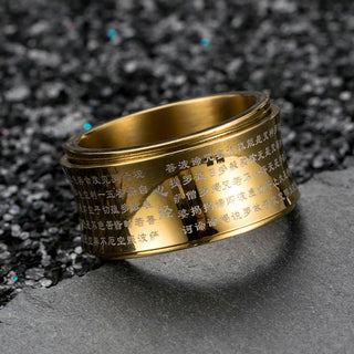 Buddha Gift Tibetan Miniature Scriptures Heart Sutra Titanium Steel Spinner Balance Ring
