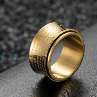 Buddha Gift Tibetan Miniature Scriptures Heart Sutra Titanium Steel Spinner Balance Ring