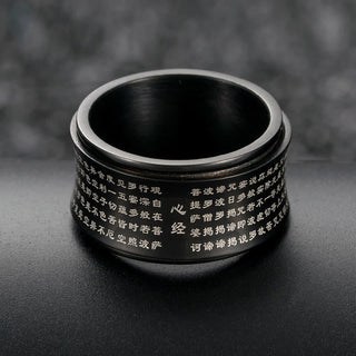 Buddha Gift Tibetan Miniature Scriptures Heart Sutra Titanium Steel Spinner Balance Ring