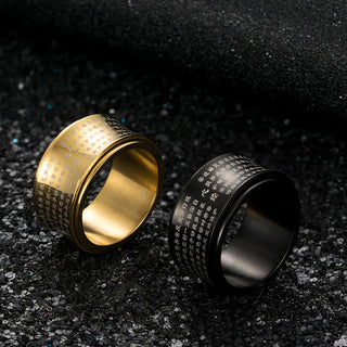 Buddha Gift Tibetan Miniature Scriptures Heart Sutra Titanium Steel Spinner Balance Ring