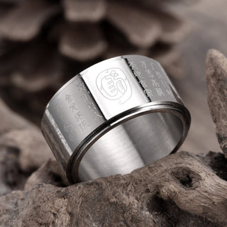Buddha Gift Tibetan Golden Light Mantra Titanium Steel Smooth Surface Spinner Balance Ring