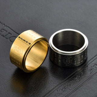 Buddha Gift Tibetan Golden Light Mantra Titanium Steel Smooth Surface Spinner Balance Ring