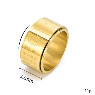 Buddha Gift Tibetan Golden Light Mantra Titanium Steel Smooth Surface Spinner Balance Ring