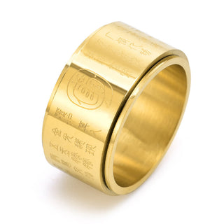 Buddha Gift Tibetan Golden Light Mantra Titanium Steel Smooth Surface Spinner Balance Ring