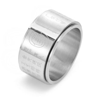 Buddha Gift Tibetan Golden Light Mantra Titanium Steel Smooth Surface Spinner Balance Ring
