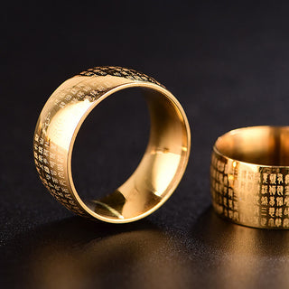 Buddha Gift Tibetan Seal Heart Sutra Titanium Steel Balance Ring