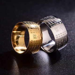 Buddha Gift Tibetan Seal Heart Sutra Titanium Steel Balance Ring