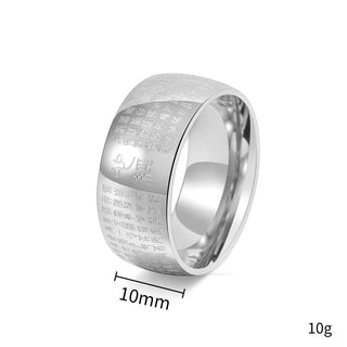Buddha Gift Tibetan Seal Heart Sutra Titanium Steel Balance Ring