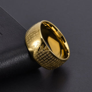 Buddha Gift Tibetan Seal Heart Sutra Titanium Steel Balance Ring