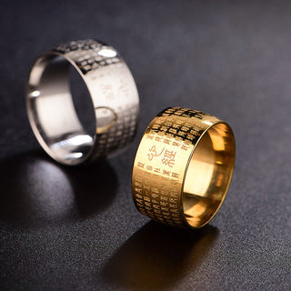 Buddha Gift Tibetan Seal Heart Sutra Titanium Steel Balance Ring