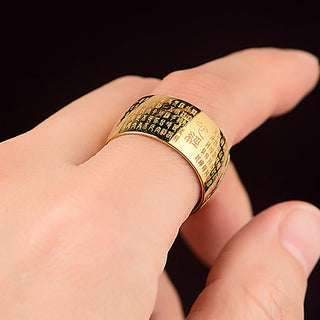 Buddha Gift Tibetan Seal Heart Sutra Titanium Steel Balance Ring