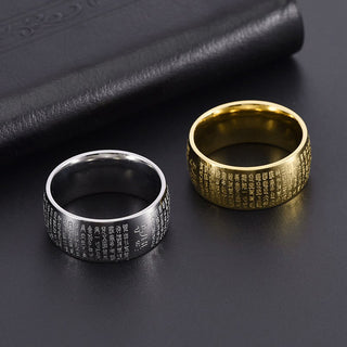 Buddha Gift Tibetan Seal Heart Sutra Titanium Steel Balance Ring