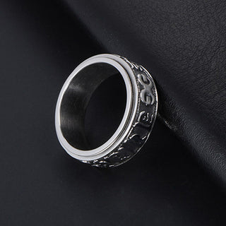 Buddha Gift Tibetan Om Mani Padme Hum Titanium Steel Spinner Balance Ring