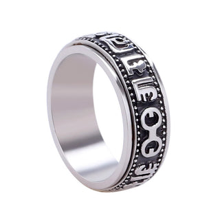 Buddha Gift Tibetan Om Mani Padme Hum Titanium Steel Spinner Balance Ring
