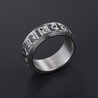 Buddha Gift Tibetan Om Mani Padme Hum Titanium Steel Spinner Balance Ring