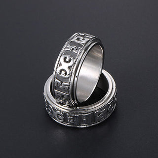 Buddha Gift Tibetan Om Mani Padme Hum Titanium Steel Spinner Balance Ring