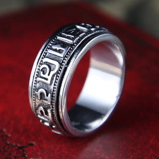 Buddha Gift Tibetan Om Mani Padme Hum Titanium Steel Spinner Balance Ring