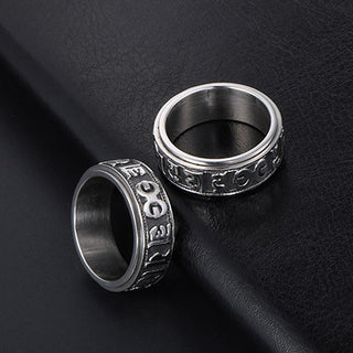 Buddha Gift Tibetan Om Mani Padme Hum Titanium Steel Spinner Balance Ring