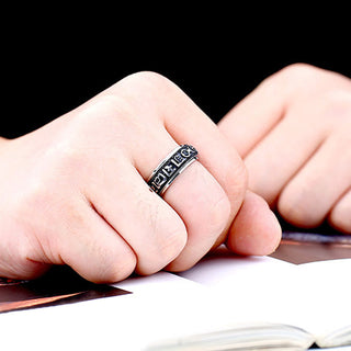 Buddha Gift Tibetan Om Mani Padme Hum Titanium Steel Spinner Balance Ring