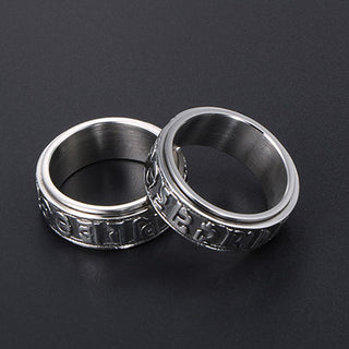 Buddha Gift Tibetan Om Mani Padme Hum Titanium Steel Spinner Balance Ring
