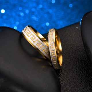 Buddha Gift Tibetan Great Wall Pattern Titanium Steel Balance Ring