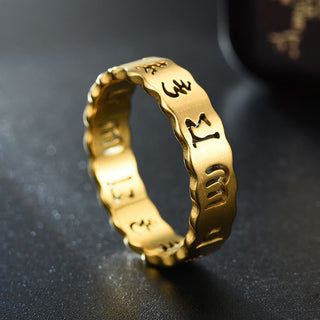 Buddha Gift Tibetan Hollow Om Mani Padme Hum Titanium Steel Balance Ring