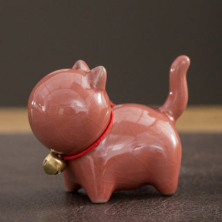 Buddha Gift Mini Cute Lucky Bell Cat Tea Pet Ceramic Home Desk Figurine Decoration