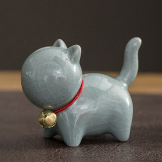 Buddha Gift Mini Cute Lucky Bell Cat Tea Pet Ceramic Home Desk Figurine Decoration