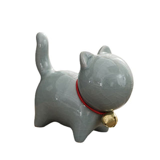 Buddha Gift Mini Cute Lucky Bell Cat Tea Pet Ceramic Home Desk Figurine Decoration