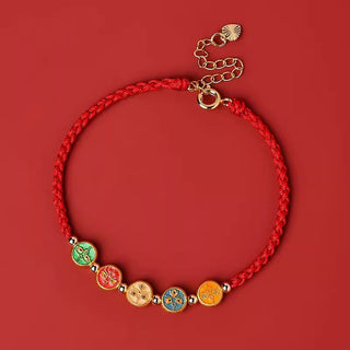 Buddha Gift Red String 925 Sterling Silver Five Ways God Of Wealth Connection Bracelet