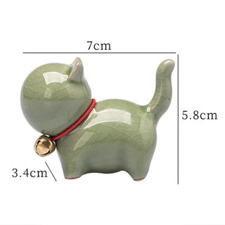 Buddha Gift Mini Cute Lucky Bell Cat Tea Pet Ceramic Home Desk Figurine Decoration