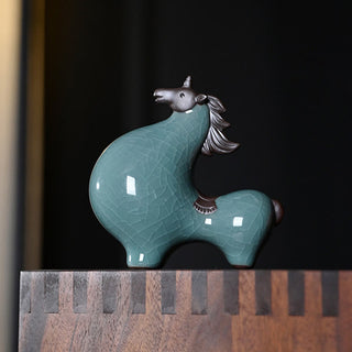 Buddha Gift Head Down Up Horse Ceramic Success Freedom Home Decoration