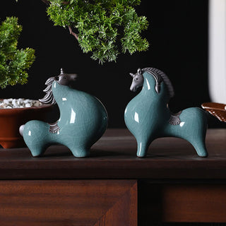 Buddha Gift Head Down Up Horse Ceramic Success Freedom Home Decoration