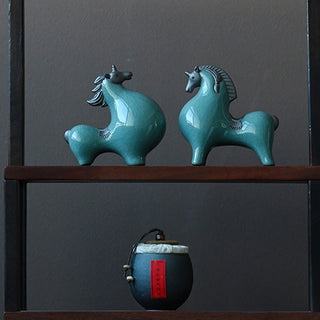 Buddha Gift Head Down Up Horse Ceramic Success Freedom Home Decoration