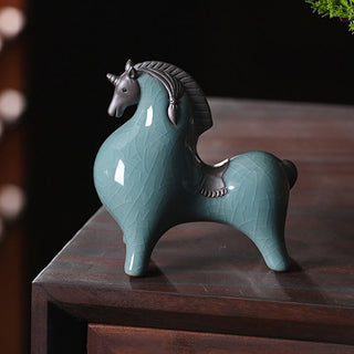 Buddha Gift Head Down Up Horse Ceramic Success Freedom Home Decoration