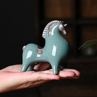 Buddha Gift Head Down Up Horse Ceramic Success Freedom Home Decoration