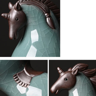 Buddha Gift Head Down Up Horse Ceramic Success Freedom Home Decoration