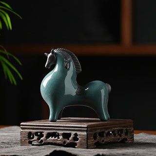 Buddha Gift Head Down Up Horse Ceramic Success Freedom Home Decoration