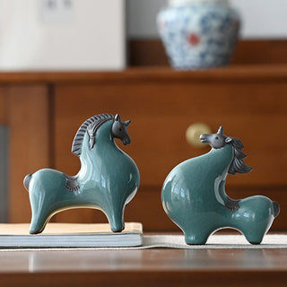 Buddha Gift Head Down Up Horse Ceramic Success Freedom Home Decoration