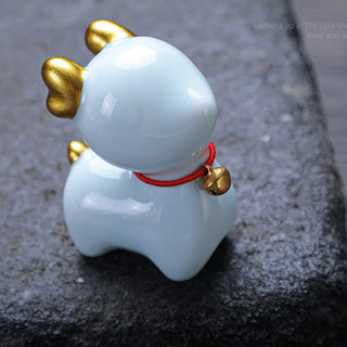 Buddha Gift Mini Deer Tea Pet Ceramic Home Desk Figurine Decoration