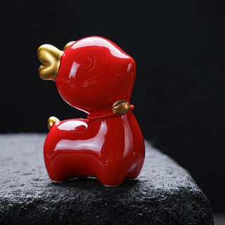 Buddha Gift Mini Deer Tea Pet Ceramic Home Desk Figurine Decoration