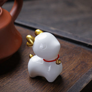 Buddha Gift Mini Deer Tea Pet Ceramic Home Desk Figurine Decoration