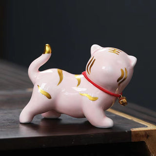 Buddha Gift Mini Cute Tiger Tea Pet Ceramic Home Desk Figurine Decoration