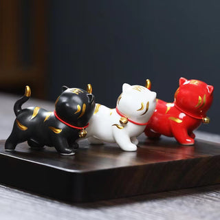 Buddha Gift Mini Cute Tiger Tea Pet Ceramic Home Desk Figurine Decoration