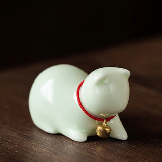 Buddha Gift Mini Cute Standing Lying Cat Tea Pet Ceramic Home Desk Figurine Decoration